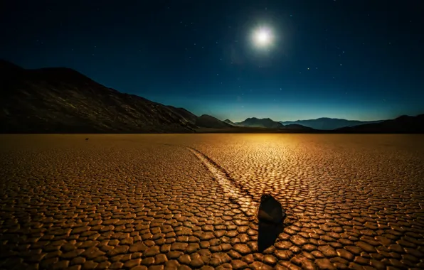 Картинка пейзаж, ночь, пустыня, камень