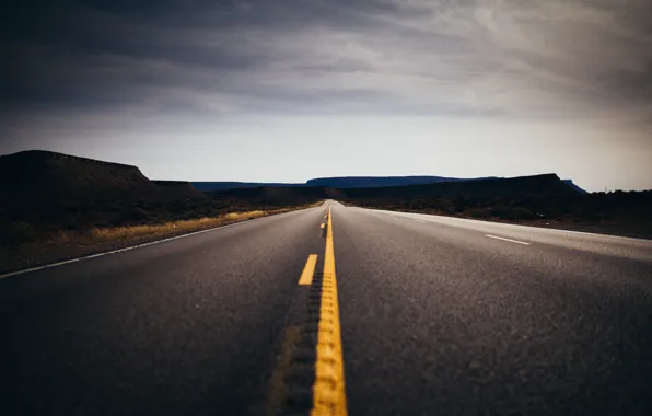 Road, desert, horizon, on the road