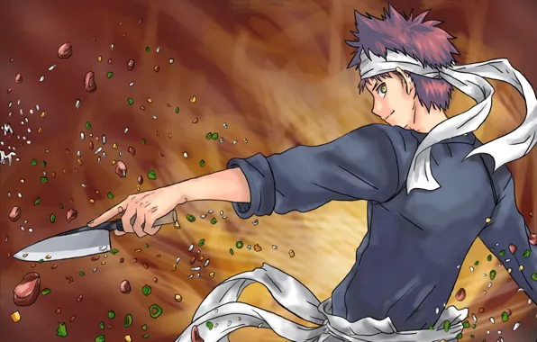Аниме, арт, нож, повар, парень, Shokugeki no Soma, Кухня Сомы