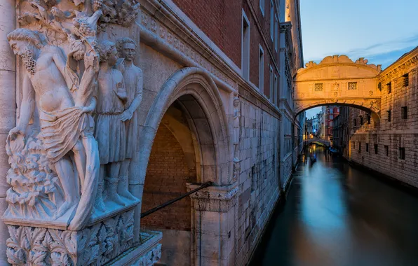 Картинка небо, Италия, Венеция, дворец дожей, мост Вздохов, Дворцовый канал