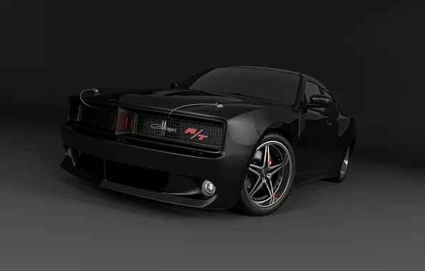 Картинка чёрный, мускул, Dodge Charger