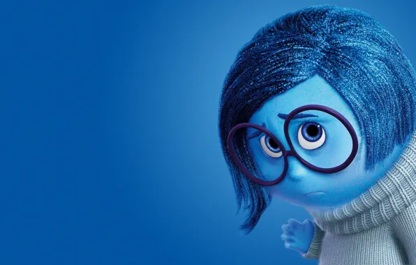 Картинка girl, sad, blue, sadness, coat, glasses, adventure, 2015