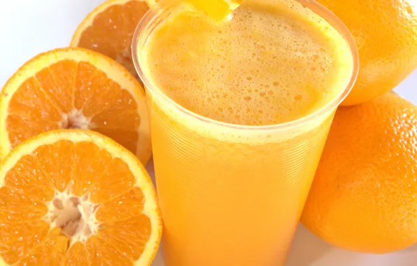 Стакан, апельсины, сок