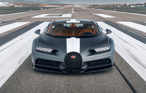 Bugatti, вид спереди, Sport, W16, Chiron, спецсерия, 2021, матово-серый