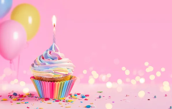 Colorful, happy, cake, свечка, celebration, birthday, candle, День рождения