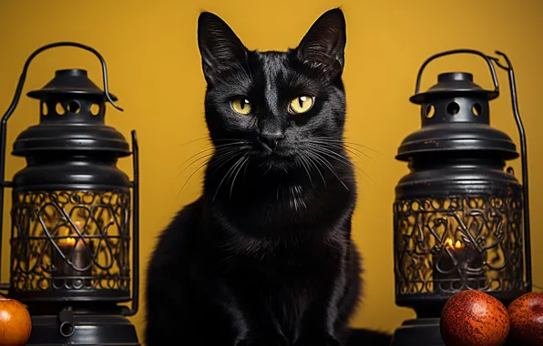 Кошка, кот, взгляд, поза, мордашка, ИИ-арт, нейросеть