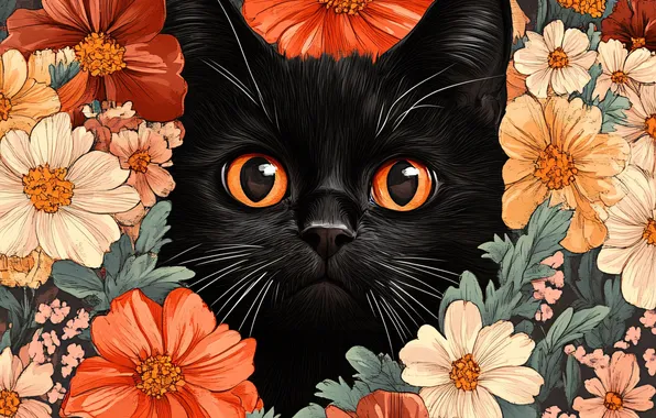 Кошка, взгляд, поза, котенок, мордашка, ИИ-арт, нейросеть