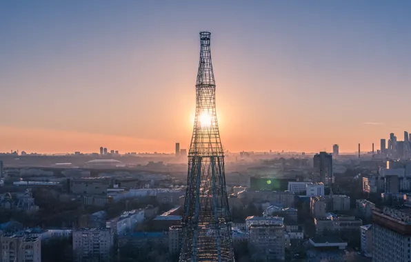 Картинка солнце, город, башня, Сергей Полетаев, Sergei Poletaev