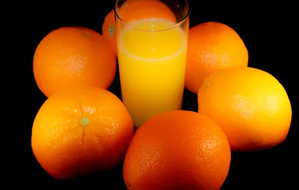 Стакан, фон, апельсины, сок, фрукты, цитрусовые