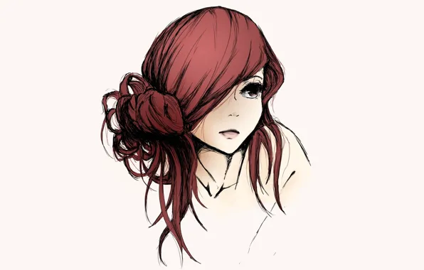 Девушка, арт, красные волосы, Fairy Tail, Эльза, Erza