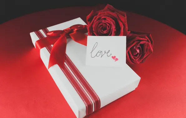 Лента, red, love, romantic, hearts, valentine's day, gift, roses