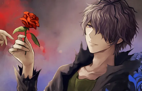 Картинка цветок, роза, рука, арт, парень, harano, gary