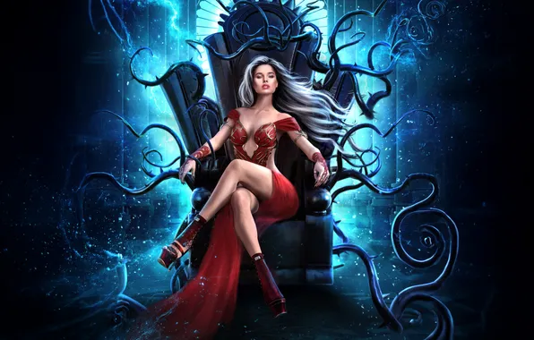 Картинка queen, crimson, throne of shadows