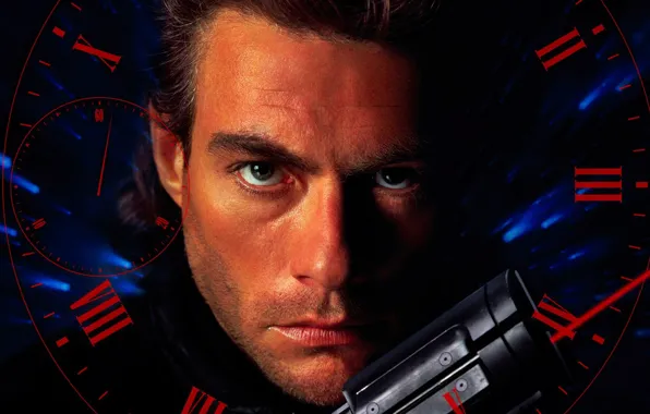 Картинка pistol, weapon, man, face, martial artist, Jean-Claude Van Damme, Van Damme, 1994