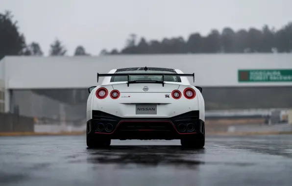 Белый, сзади, Nissan, GT-R, R35, Nismo, 2019