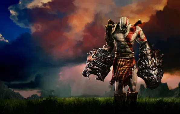 Картинка sword, demigod, armor, god of war, kratos, god of war 3, ps3, lion