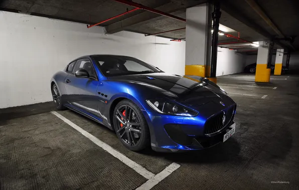 Синий, Maserati, суперкар, роскошь, GranTurismo, мазерати