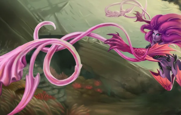 Картинка под водой, underwater, League of Legends, Rise of the Thorns, Zyra