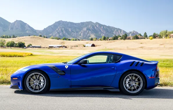 Синий, спорткар, вид сбоку, Gran Turismo, Ferrari F12 TDF
