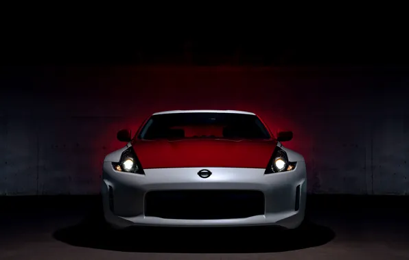 Свет, купе, Nissan, вид спереди, красно-белый, 370Z, 50th Anniversary Edition, 2020