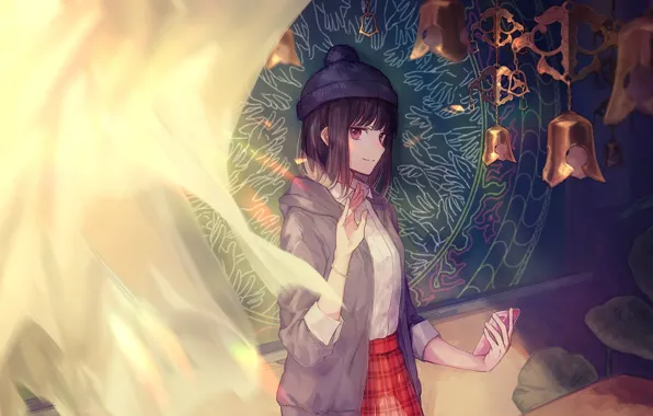 Девушка, Колокольчики, Vocaloid, Тюль