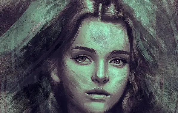 Картинка глаза, взгляд, девушка, лицо, портрет, арт