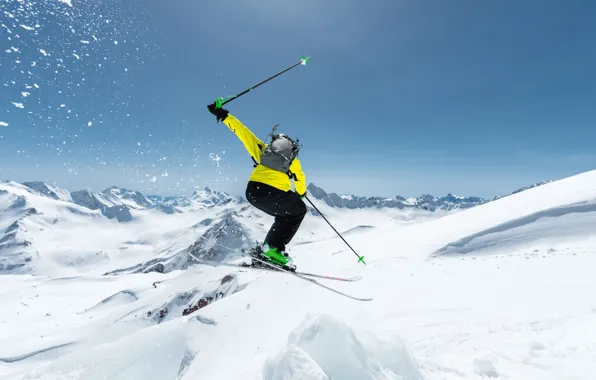 Картинка фото, Зима, Снег, Спорт, Прыжок, Лыжный спорт