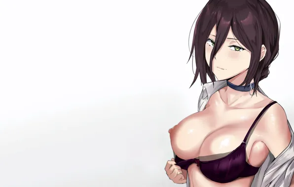 Girl, sexy, lingerie, bra, green eyes, breast, anime, beautiful