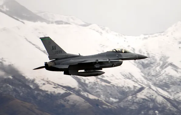Картинка ВВС США, General Dynamics F-16 Fighting Falcon, лёгкий истребитель четвёртого поколения, Атакующий сокол, американский многофункциональный