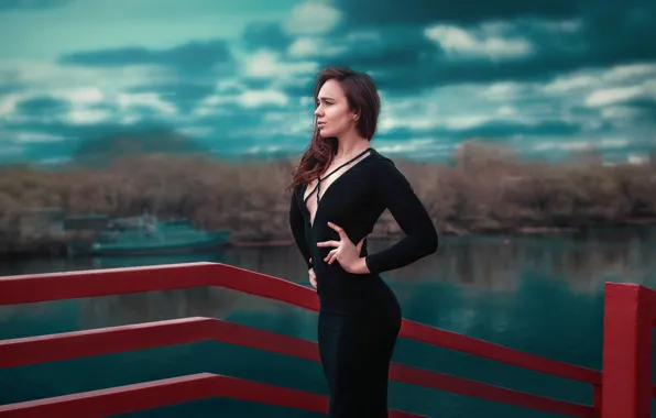 River, sexy girl, lake, beautiful girl, butt, pose, booty, perfect body