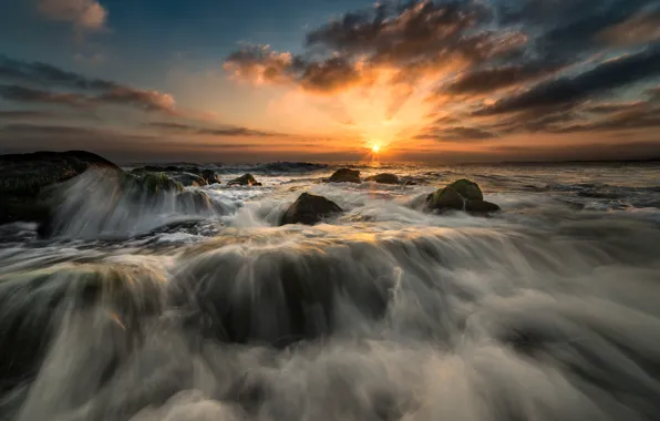 Море, волны, утро, waves, sea, morning