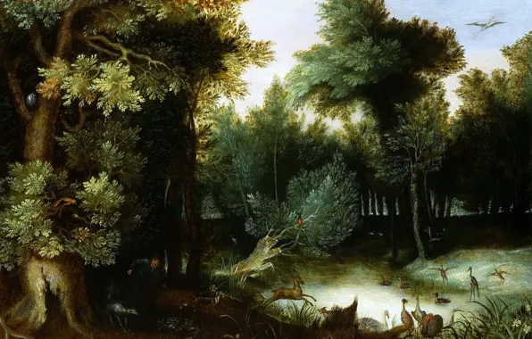 Картина, Ян Брейгель старший, Лесной Пейзаж с Охотником