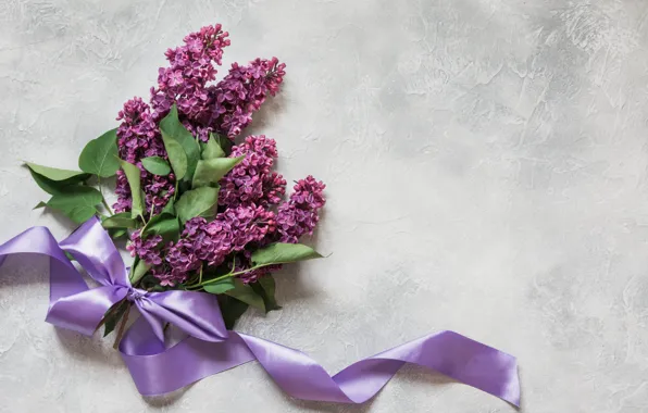 Картинка цветы, букет, лента, сирень