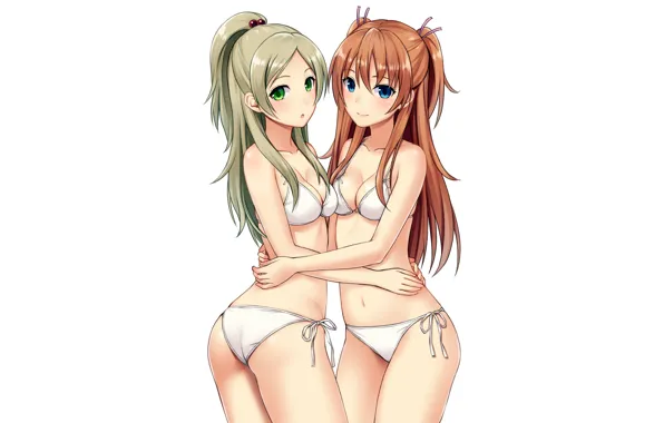 Girl, sexy, ass, cleavage, green eyes, long hair, brown hair, boobs
