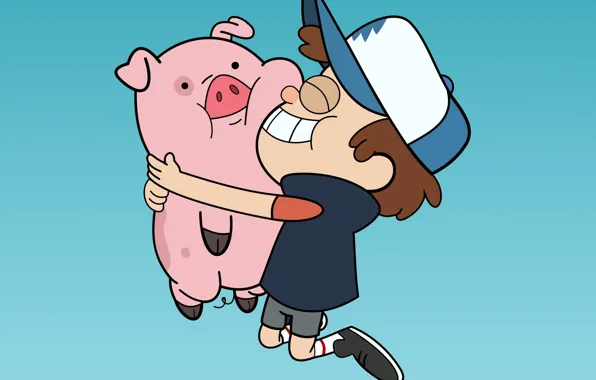 Мультик, мультфильм, свинка, Dipper, Waddles, Pines, гравити фолз, диппер