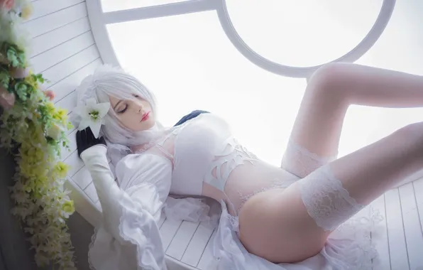 БЛОНДИНКА, КРУЖЕВА, БЕЛЬЁ, NieR Automata, Косплей YoRHa