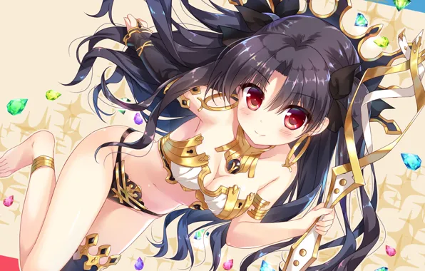 Girl, sexy, cleavage, thighhighs, long hair, legs, boobs, anime