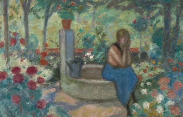 Картина, жанровая, Georges d'Espagnat, Молодая Девушка Возле Колодца