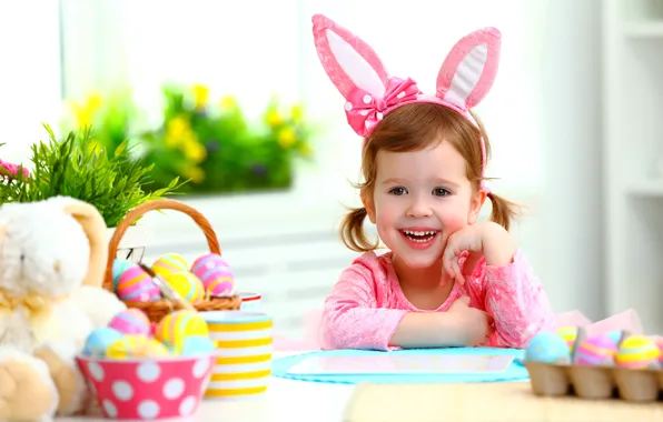 Радость, улыбка, настроение, ребенок, Пасха, child, Easter, маленькая девочка