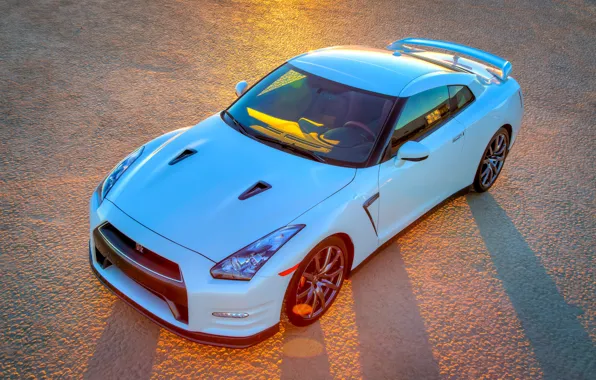 Картинка car, Nissan, white, GT-R, R35, Nissan GT-R Black Edition