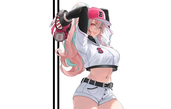Girl, sexy, shorts, pink hair, long hair, anime, beautiful, pretty