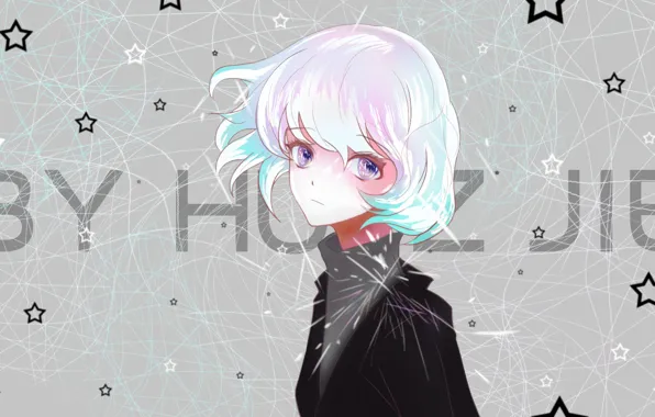 Взгляд, девушка, линии, фон, Houseki no Kuni, Страна Самоцветов