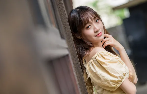 Взгляд, азиатка, боке