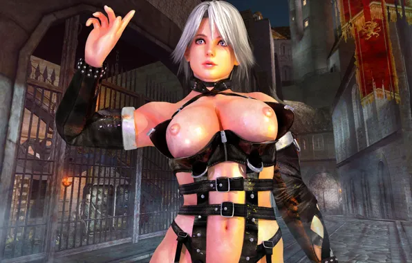 Грудь, девушка, белые волосы, Christie, Dead or Alive, Tecmo