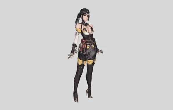 Girl, Art, Style, Illustration, Minimalism, Pirate, Figure, Drawing