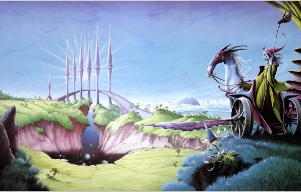 Мост, фантастика, колесница, Rodney Matthews