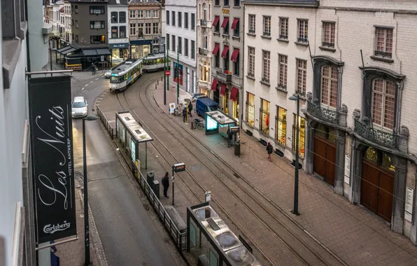 Город, Панорама, Улица, Здания, Бельгия, Street, Belgium, Building