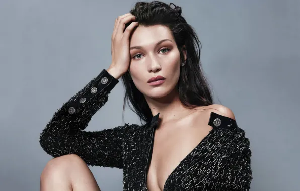 Взгляд, девушка, лицо, поза, фото, модель, макияж, Bella Hadid