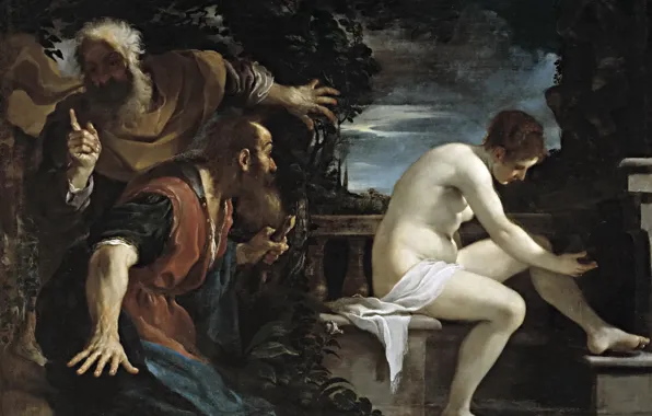 Картинка картина, мифология, Гверчино, Джованни Франческо Барбьери, Сусанна и Старцы