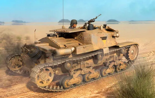 Пустыня, рисунок, Вторая мировая война, итальянская, Северная Африка, С-V-33, танкетка